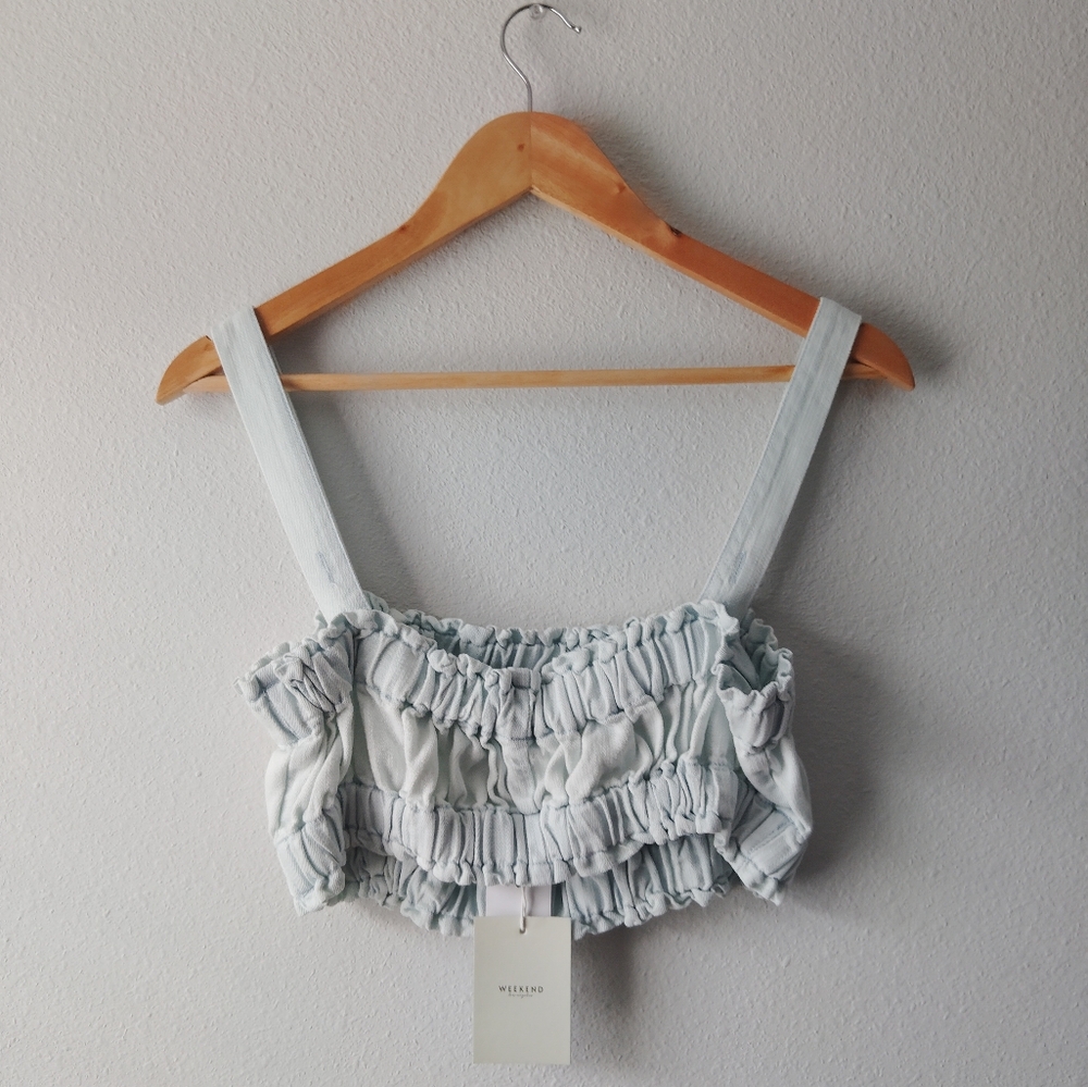 Weekend Los Angeles Light Blue Ruffled Top - Picture 2 of 5